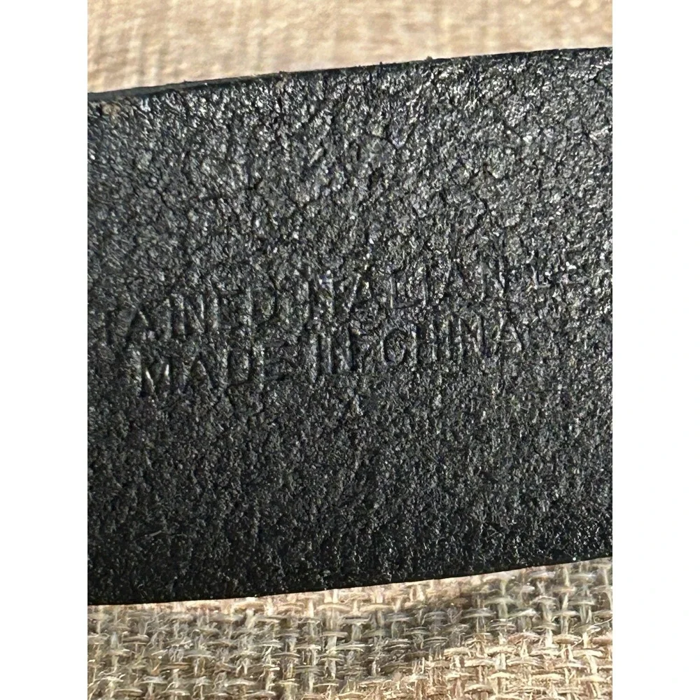 Nautica‎ Italian Leather Belt Men's 38 Roller Buckle Black Gunmetal Buckle